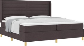 vidaXL Pat cu arcuri cu saltea Maro închis 200 x 200 cm țesătură