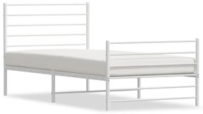 352377 vidaXL Cadru de pat metalic cu tăblie de cap/picioare, alb, 80x200 cm