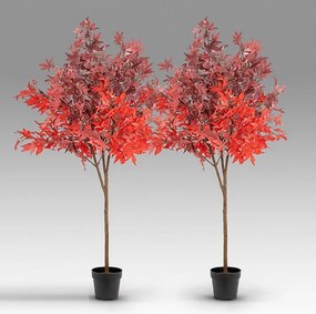 Set de 2 plante artificiale, Artar rosu H-147cm