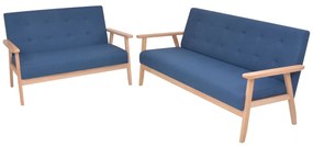 vidaXL Set cu canapele, 2 piese, material textil, albastru