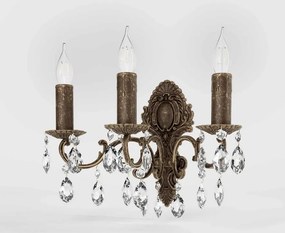 Aplica de perete 3 brate din alama si cristal Venezia