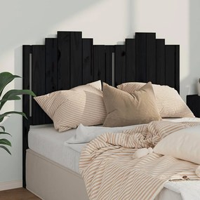 Tablie de pat, negru, 146x4x110 cm, lemn masiv de pin 1, Negru, 146 x 4 x 110 cm