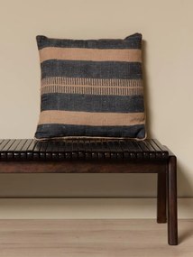 Pernă decorativă din lână și iută, multicolor, țesătură kilim în nuanțe de muștar și verde, finisaj artizanal, 50 x 50 cm, „Moutarde”