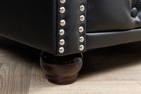 Fotoliu clasic stil englezesc Chesterfield, negru antic