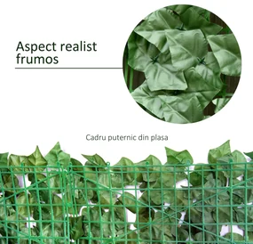 Outsunny Gard Artificial Iederă PE Anti-UV pentru Intimitate și Decor Verde Închis 300x100cm | Aosom Romania