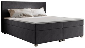 Pat matrimonial Boxspring 160 cm Simon (gri deschis) (cu saltea, fără sp. depozitare). 1047335