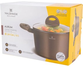 Valdinox Aurum Cratiță cu suprafață antiaderentă cu capac, 24 cm, 6 l