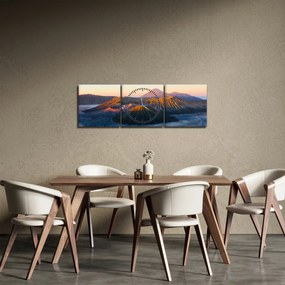 Tablou cu muntele Bromo în Indonesia (cu ceas) (90x30 cm)