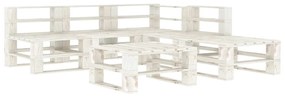 Set mobilier de gradina din paleti, 6 piese, alb, lemn Alb, 1