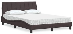 vidaXL Pat cu saltea, maro închis, 140x200 cm, textil
