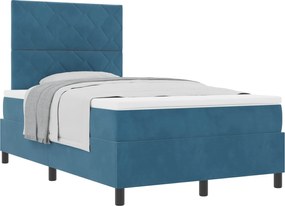 vidaXL Pat cu arcuri cu saltea Albastru închis 120 x 200 cm Catifea