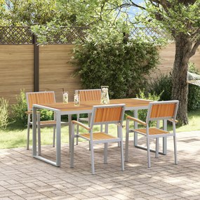vidaXL Set de dining pentru grădină 5 piese din lemn masiv de acacia și metal