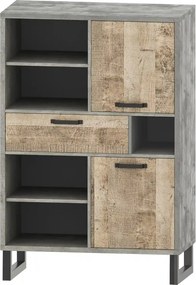 Comoda Bari, stejar nisip/gri, PAL, 90x45x134 cm