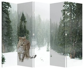Paravan - Leopard în zăpadă (210x170 cm)