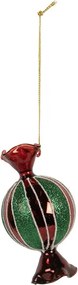 Ornament de brad vintage bomboană din sticlă roșie/verde, 7x4x12 cm