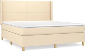 vidaXL Pat continental cu saltea, crem, 180x200 cm, textil