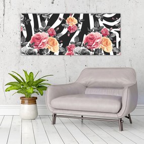 Tablou cu trandafiri înfloriți (120x50 cm)