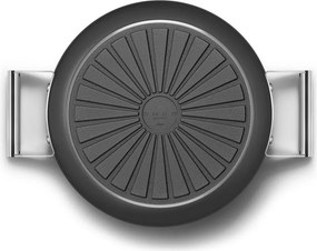 Oală joasă cu capac Smeg DPF2812BLM, 28 cm, 4,3 l, acoperire ceramică antiaderentă, potrivită pentru cuptor până la 250 °C, fără PFAS, compatibilă cu plitele cu inducție, negru