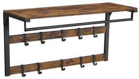 Cuier de perete cu poliță NATE, maro/negru