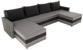 Colțar extensibil universal în U BRISTOL, tapițat, gri/negru