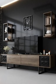 Set de mobilier pentru living Black, Nuc- Negru