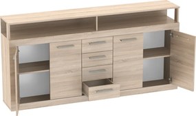Comodă combinată, stejar sonoma, LUNYSA 2 NEW