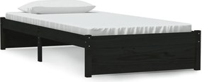 vidaXL Cadru de pat single, negru, 90x190 cm, lemn masiv