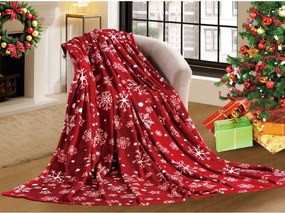 Patura Cocolino rosie de Craciun SNOWFALL Dimensiune: 150 x 200 cm
