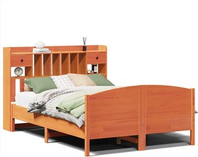 vidaXL Pat cu bibliotecă fără saltea maro 160x200 cm lemn masiv de pin