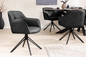 Set 2 scaune Pivotante, Piele Naturala Neagra, Euphoria