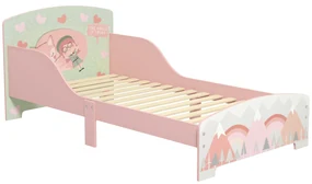 ZONEKIZ Pat pentru Copii 3-6 Ani cu Margini Înălțate și Model cu Animale, 77x143x60 cm, Roz | Aosom Romania