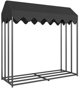 Outsunny Suport lemne exterior, raft pentru lemne cu husă de protecție 600D Oxford capacitate 1,9 m³, oțel 186x70x185cm negru | Aosom Romania