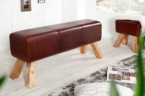 Bancheta din lemn si piele naturala BOCK 120cm