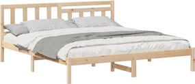 vidaXL Cadru de pat cu headboard Maro 200 x 200 cm Lemn de pin masiv