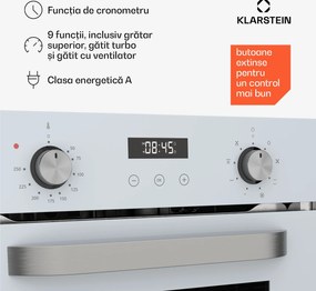 Klarstein Cuptor SmartSlim, Design subțire, 9 funcții, volum 49 l, curățare ușoară, EEK A