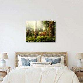 Tablou pe sticlă cu cerbul în pădure (70x50 cm)