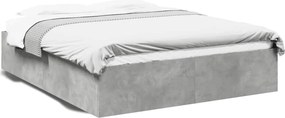 vidaXL Cadru de pat, gri beton, 150x200 cm, lemn prelucrat