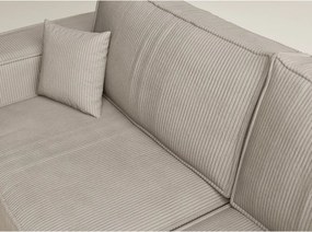 Colțar bej extensibil/cu spațiu de depozitare cu tapițerie din catifea reiată (cu colț pe partea dreaptă/în formă de ”L”) Tonga – Maison de Rêve
