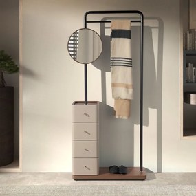 Suport pentru haine cu oglinda si sertare Coat Rack