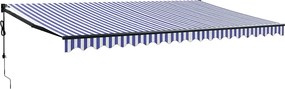 vidaXL Copertină retractabilă automată, albastru și alb, 5x3 m