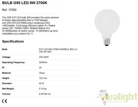 Bec LED E27 DIMABIL G95 LED 8W 2700K 17482