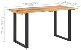 Masa de bucatarie, 140 x 70 x 76 cm, lemn masiv de acacia 1, Negru, 140 x 70 x 76 cm