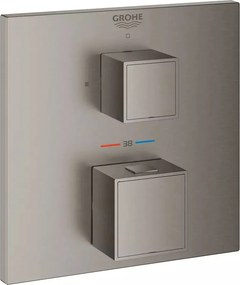 Baterie dus incastrata Grohe Grohtherm Cube termostatata antracit periat Hard Graphite fara corp ingropat
