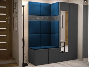 Mobilier hol Tovenaz XII (grafit + albastru) (cu oglindă). 1104823