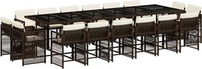 vidaXL Set mobilier de grădină cu perne, 17 piese, maro, poliratan