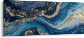 Tablou - Marmură abstractă albastru-aurie (120x50 cm)