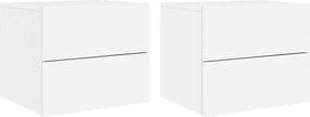 vidaXL Noptiere montate pe perete cu lumini LED, 2 buc., alb