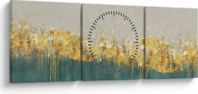 Tablou - Textura cu decor auriu (cu ceas) (90x30 cm)