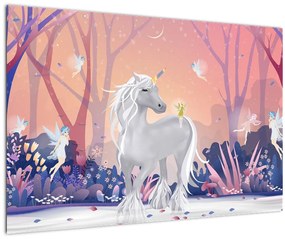 Tablou - Unicorn în pădurea fermecată (90x60 cm)