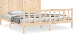 vidaXL Cadru de pat cu tăblie Super King Size, lemn masiv